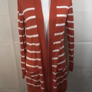 Striped Cardigan Orange and White with Long Sleeves, Size L